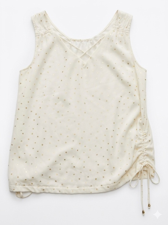 Zara Tops - Zara Cream Tank with Gold Dot Print